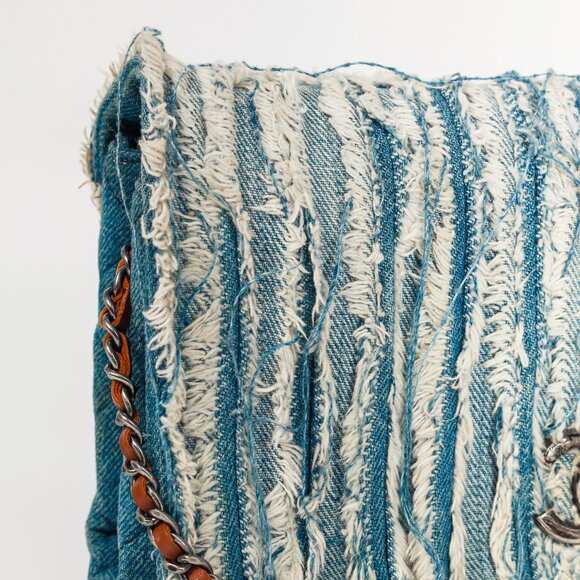 Chanel 15P Blue Denim Fringe CC Medium Flap Bag - Picture 7 of 15